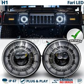 Fari LED 7'' per Hummer H1 H2 OMOLOGATI Angel Eyes