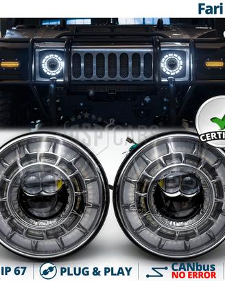 Fari LED 7'' per Hummer H1 H2 OMOLOGATI Angel Eyes