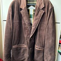 Giacca anni 80 uomo pelle scamosciata marrone L XL