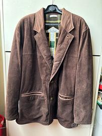 Giacca anni 80 uomo pelle scamosciata marrone L XL