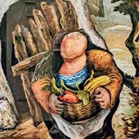 Lorenzo Lovo donna che regge un cesto di verd