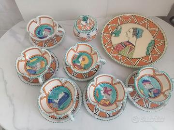 SERVIZIO DA THE  PIU' PIATTO DOLCI IN MAIOLICA