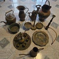 Vasi, teiera, piatto bronzo e rame