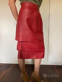 Gianni Versace Cuoio Midi Gonna M Borgogna Vintage