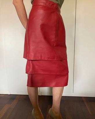 Gianni Versace Cuoio Midi Gonna M Borgogna Vintage