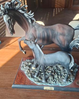 Scultura vintage "cavalli" di Guido Cortese