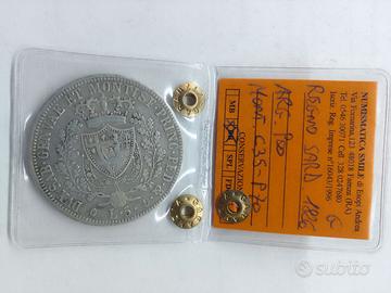 Moneta in argento 5 lire Carlo Felice 1826