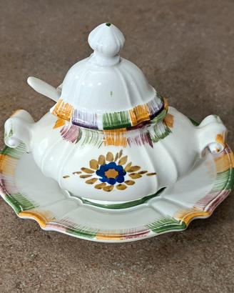Salsiera o zuccheriera vintage fiore blu