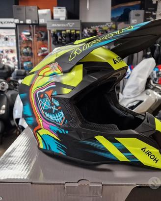 AIROH Casco Cross Wraaap - Cyber - Yellow - Motor'