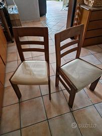 sedie legno con sedile in tessuto plastificato 