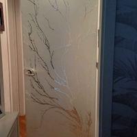 Porta da interni in vetro decorato