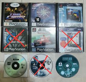 6 video giochi PlayStation 1 + Volante completo 