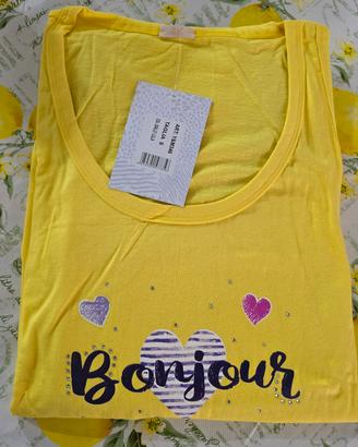 Pigiama Donna Canotta e Leggings Giallo e Viola