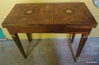 Tavolo a libro Luigi XVI intarsiato