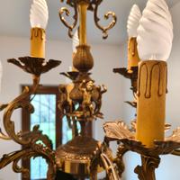 Splendido Lampadario Vintage 9 Luci – Ottone Bruni