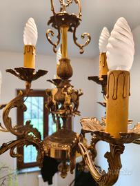 Splendido Lampadario Vintage 9 Luci – Ottone Bruni