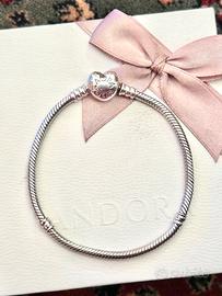 Bracciale pandora con chiusura a cuore in maglia