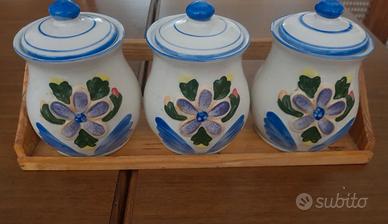 Set 3 Barattoli Vintage in Ceramica Decorata a Man