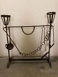 Alare cjavedal in ferro battuto antico