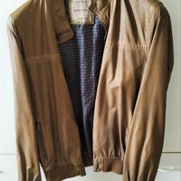 Giubbotto bomber in pelle beige