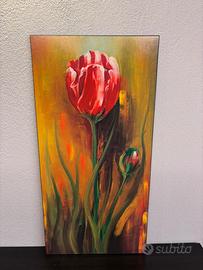 Quadro decorativo moderno tulipano rosso 50x100 cm