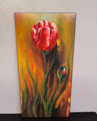 Quadro decorativo moderno tulipano rosso 50x100 cm