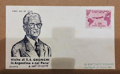 Gronchi rosa di L.205, del'61 - nuovo su busta FDC