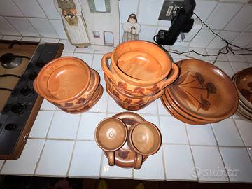 Set Mancioli in terracotta per pesce, anni ’80