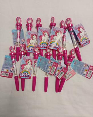 Penne 3 in 1 Unicorno 12 Penne con Timbro e Bolle