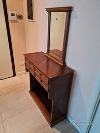 Console in legno retrò con specchio