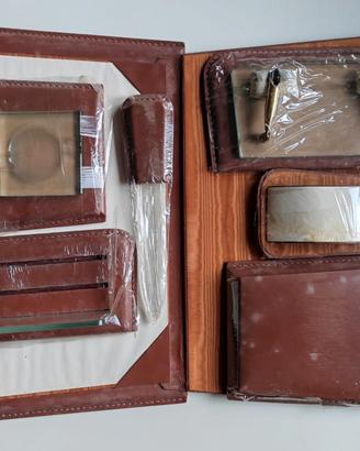 set da scrivania vintage in pelle 