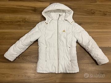 Piumino imbottito bianco con cappuccio donna