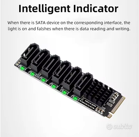 Controller Sata M.2 a 6 Porte ASM1166 + cavi Sata