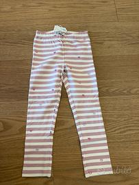 Leggings Name It a righe rosa e cuori glitter 4 y