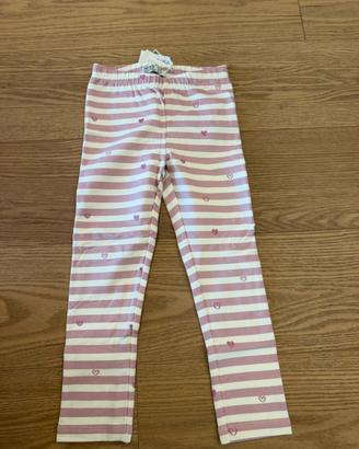 Leggings Name It a righe rosa e cuori glitter 4 y