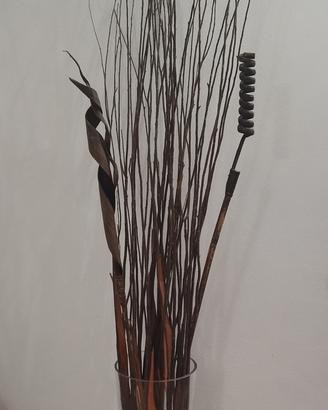 vaso terra vetro 70 cm con rami d'arredo perfetti