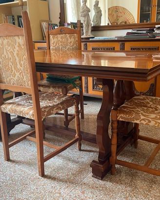 Tavolo in legno stile Liberty con 6 sedie - Matera