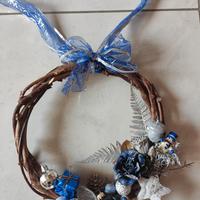 ghirlanda natalizia blu e argento 