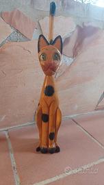 statuetta legno gatto