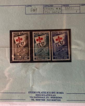Italia 1951 Ginnici serie completa 15 lire varietà