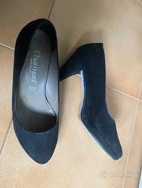 Scarpe col tacco nere n. 38 con interno in pelle