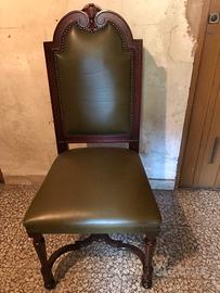 Set si quattro poltroncine in ecopelle verde