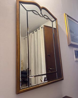 Specchio vintage bisellato con cornice dorata