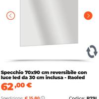 Specchio bagno  70x90 reversibile filolucido