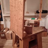 Banco da lavoro in rovere, per scultori+artigiani