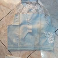 Completo jeans ricamato + reggiseno BRA