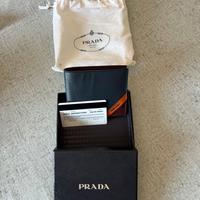 Portafoglio Prada saffiano stripe baltic papaya