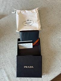 Portafoglio Prada saffiano stripe baltic papaya