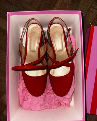 H23 scarpe vernice rossa fatte a mano