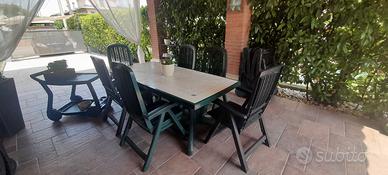 tavolo + sedie + carrello portavi arredo giardino 